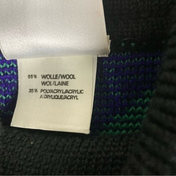 Vintage 1980’s Mondi Multicolor Chunky Color Black Cowl-neck Sweater Pullover - Picture 9 of 10